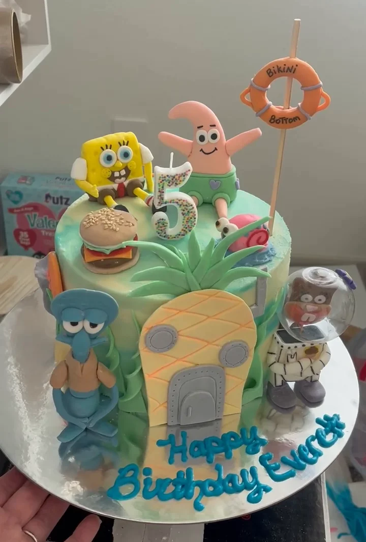 SpongeBob celebration cake — finished cake